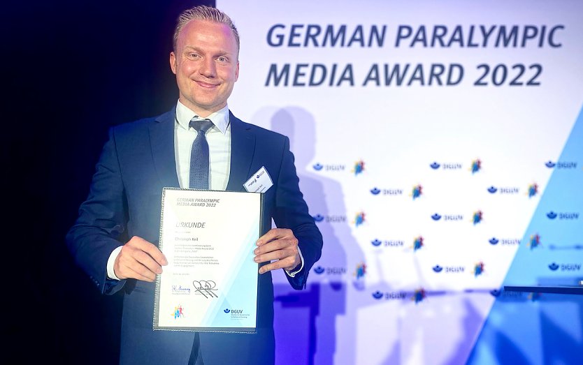 Christoph Keil bei der Preisverleihungen Berlin (Foto: GERMAN PARALYMPIC MEDIA AWARD)