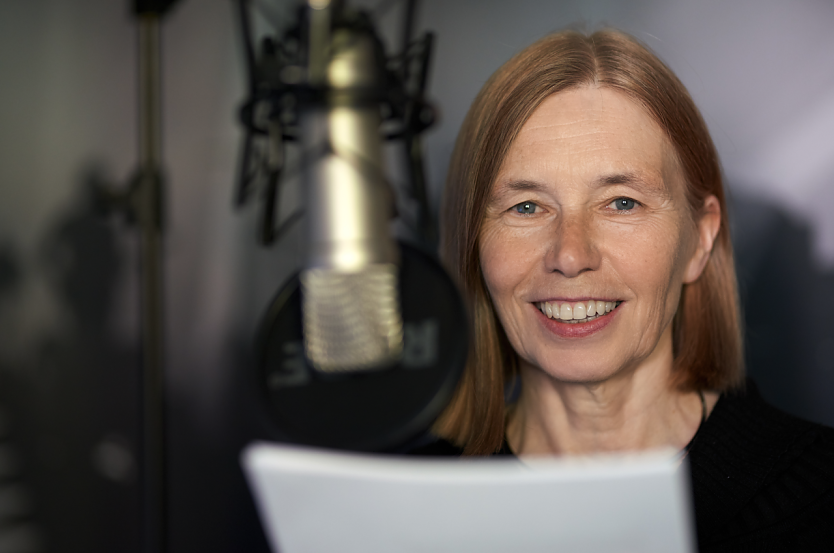 Inez Visser aus Schottland bei den Tonaufnahmen (Foto: Tourist Information Mühlhausen)