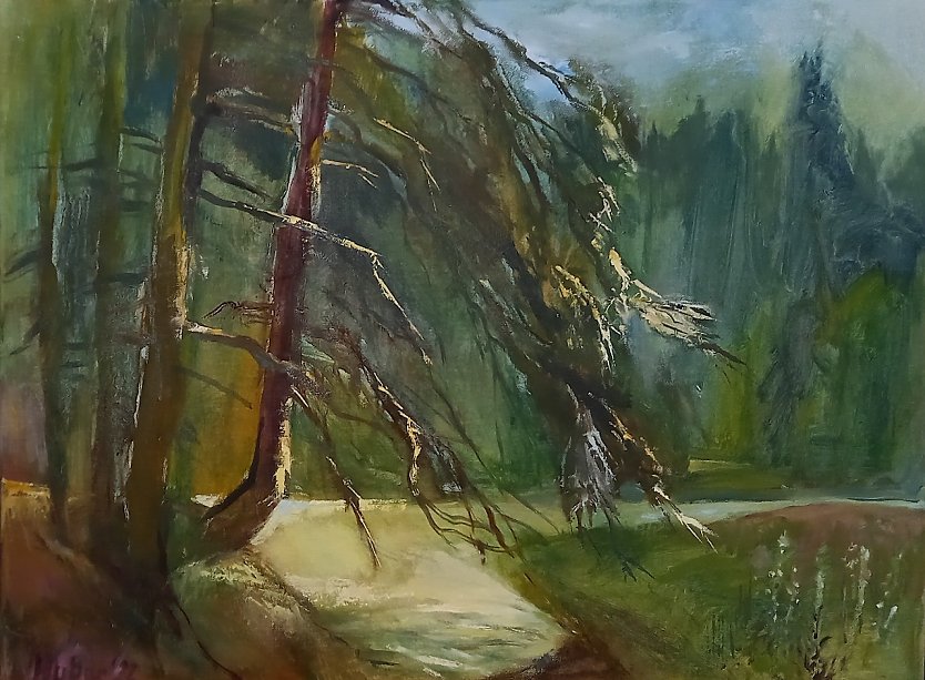 Auch das Gemälde "Waldteich" von Rolf Huber wird zur Ausstellung gehören (Foto: Juliane Döbel)