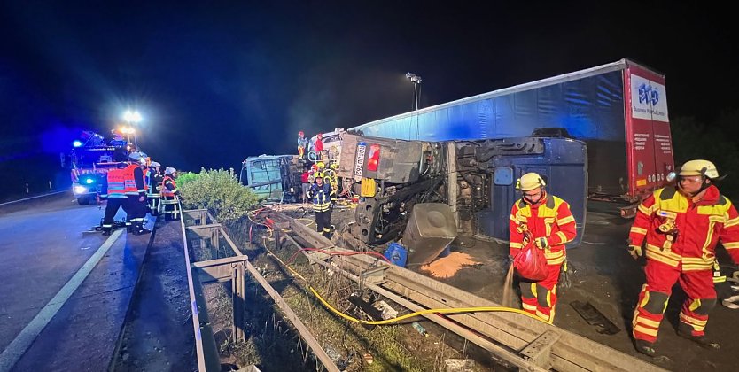 Schwerer Unfall auf der A38 (Foto: S. Dietzel)