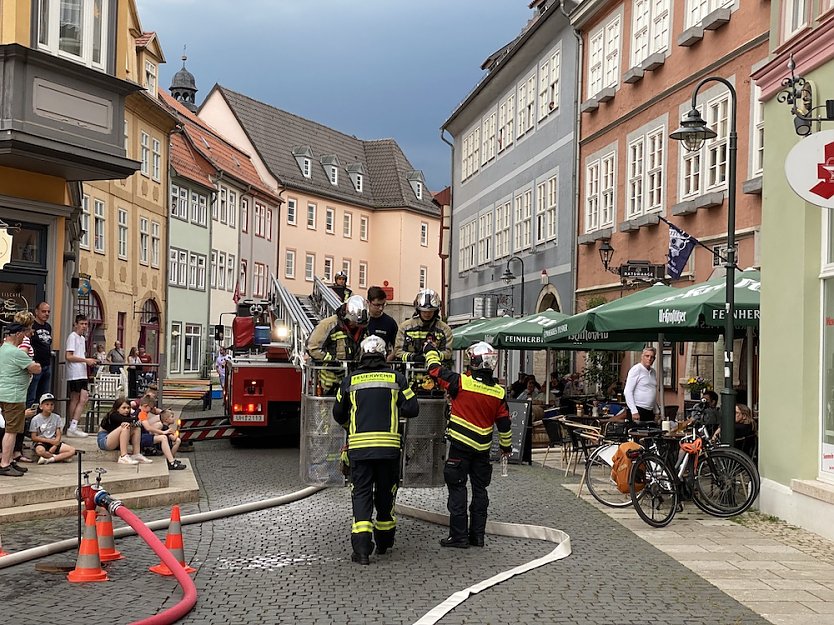 Bad Langensalzas Feuerwehr zieht Konsequenzen: Hier bei einer Übung in der historischen Altstadt im Einsatz (Foto: uhz-Archiv)