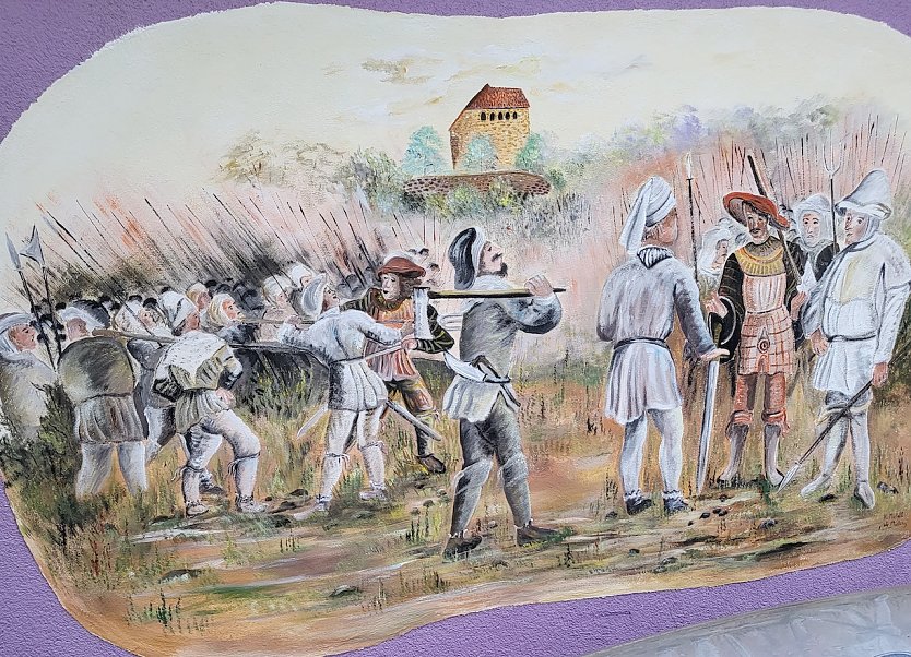 Wandbild über den Bauernkrieg (Foto: Herr Klein aus Bad Frankenhausen. Schöpfer des Wandbildes ist Herrn Müller aus Ichstedt)