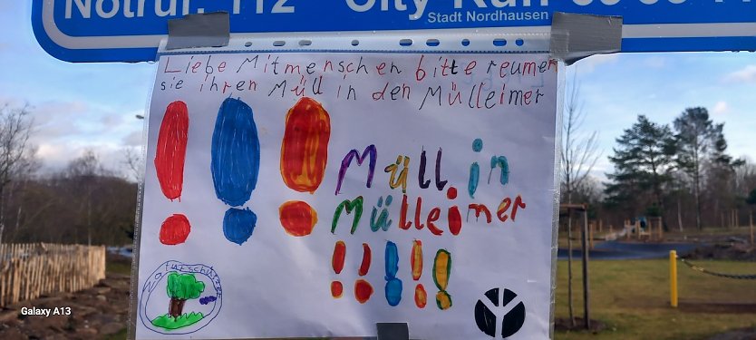 Hinweisschild der Nordhäuser Kinder (Foto: A.Hotze)