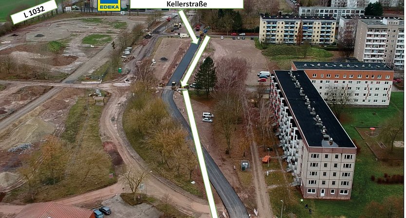 Umleitungsstrecke im Luftbild (Foto: R.Weißbach)