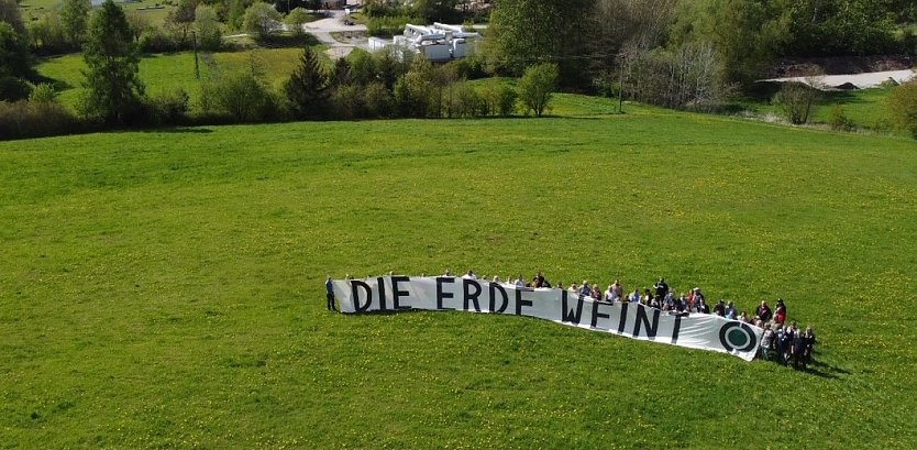 Luftbild von der Protestaktion (Foto: BUND Eichsfeld)