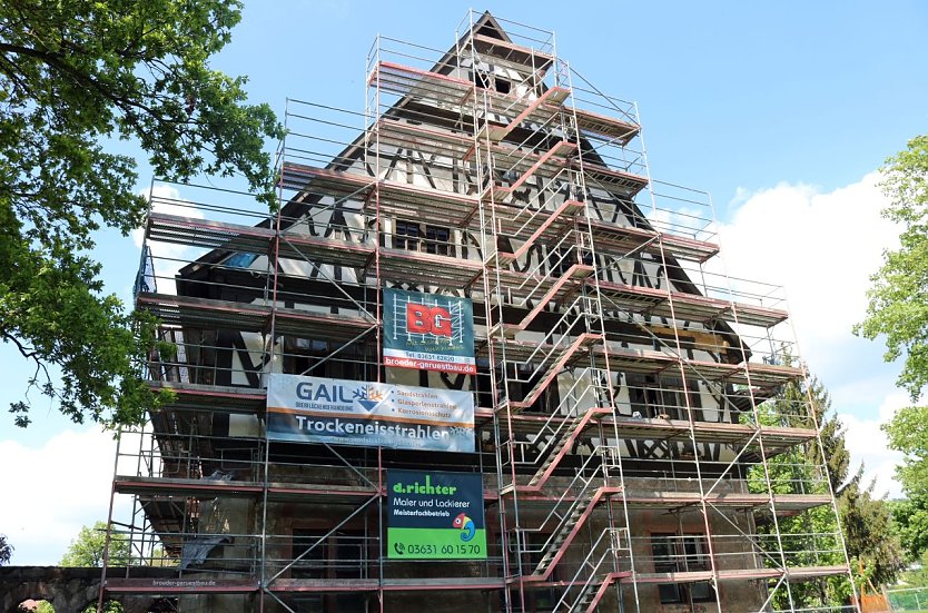 Sanierungsarbeiten am Spiegel'schen Haus in Werna (Foto: Pressestelle Landratsamt)