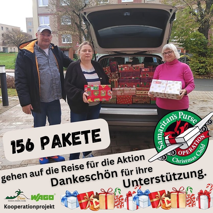 Weihnachten im Schuhkarton & Aktion Wunschbaum (Foto: Verein Düne)