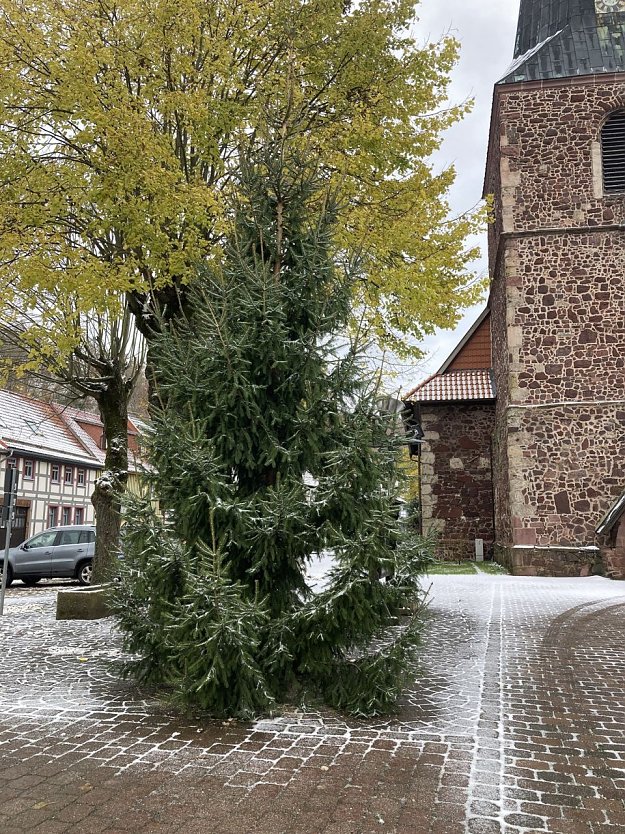 Auf dem Neustädter Kirchplatz wird es langsam weihnachtlich (Foto: Tourist-Information Neustadt)