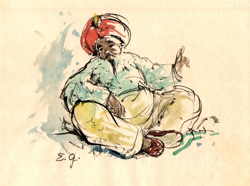 Eva Groh, Pinselzeichnung aus einem Skizzenbuch (Foto: Archiv H. Kneffel)