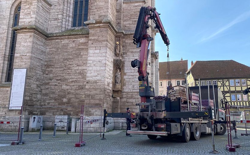 Bauarbeiten an der Marktkirche (Foto: Eva Maria Wiegand)