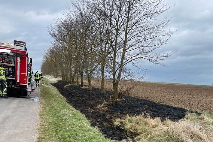 Brandstiftung an einer B&ouml;schung (Foto: Polizei)