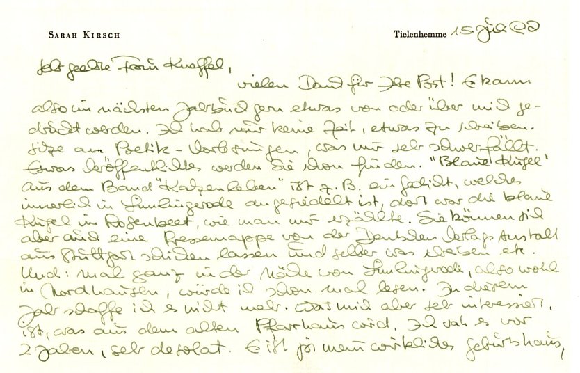 1. Brief der Kirschl, 1996 (Foto: Heidelore Kneffel)