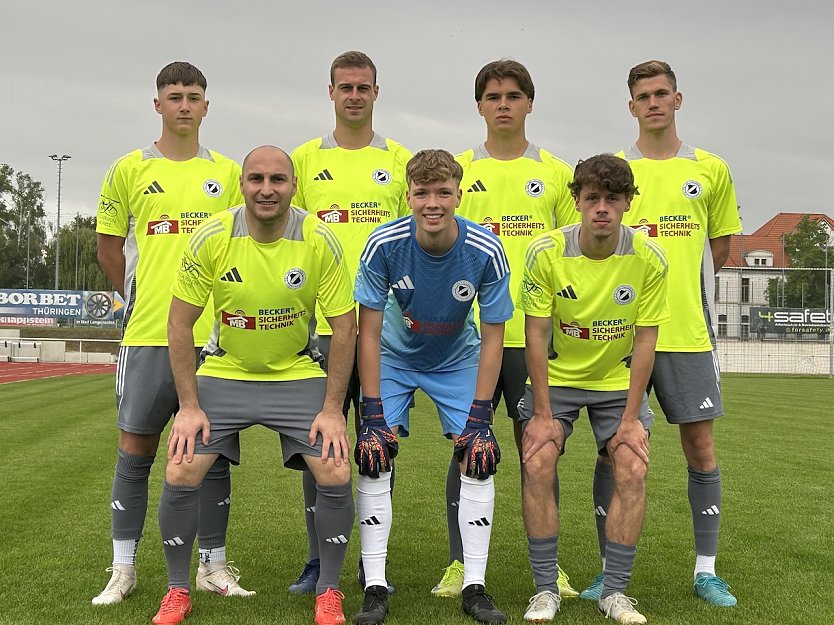 Hinten von links: Tobi Biniok, Leon Schleip, Cuno Johannes, Tim Wei&szlig;enborn Vorne von links: Elshan Aliyev, Diego Schuchardt, Wendelin Fischer (Foto: FSV Preu&szlig;en)