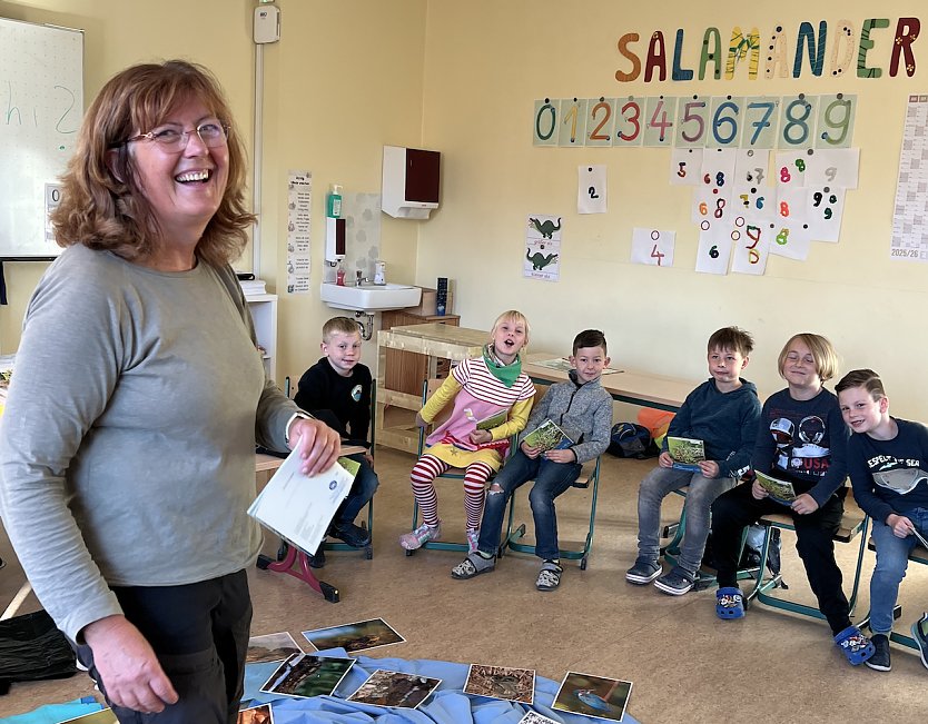 Anja Apel vom Naturpark S&uuml;dharz zu Gast an der Evangelischen Grundschule Nordhausen  (Foto: Dr. Uta Sophie Halbritter)
