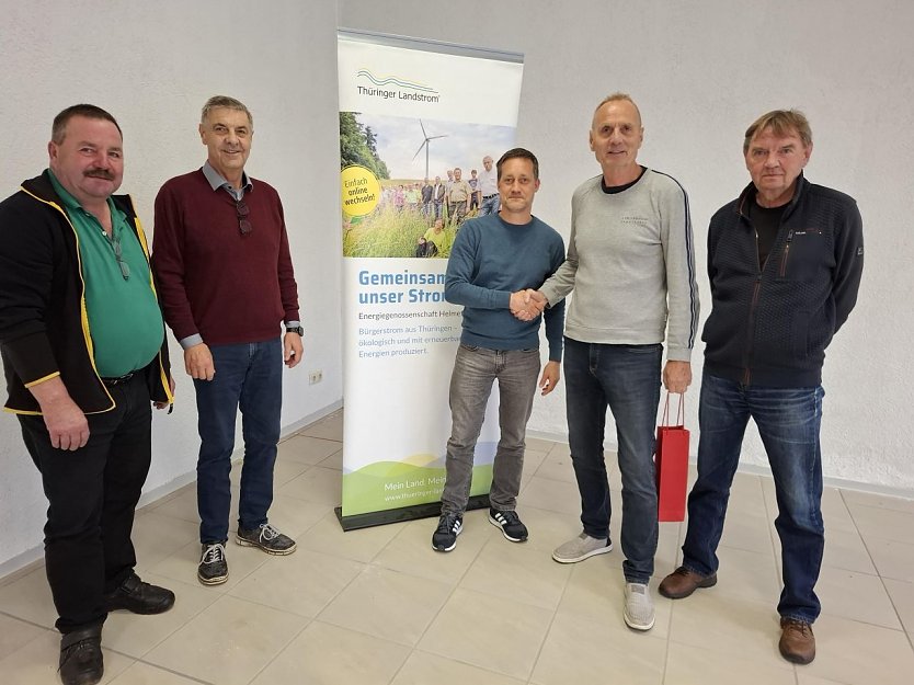 v.l.: Frank Bischoff, Gerold Reinhardt, neuer Vorstand Torsten Koch, Ich und Rainer Gro&szlig;e (Foto: EG Helmetal)