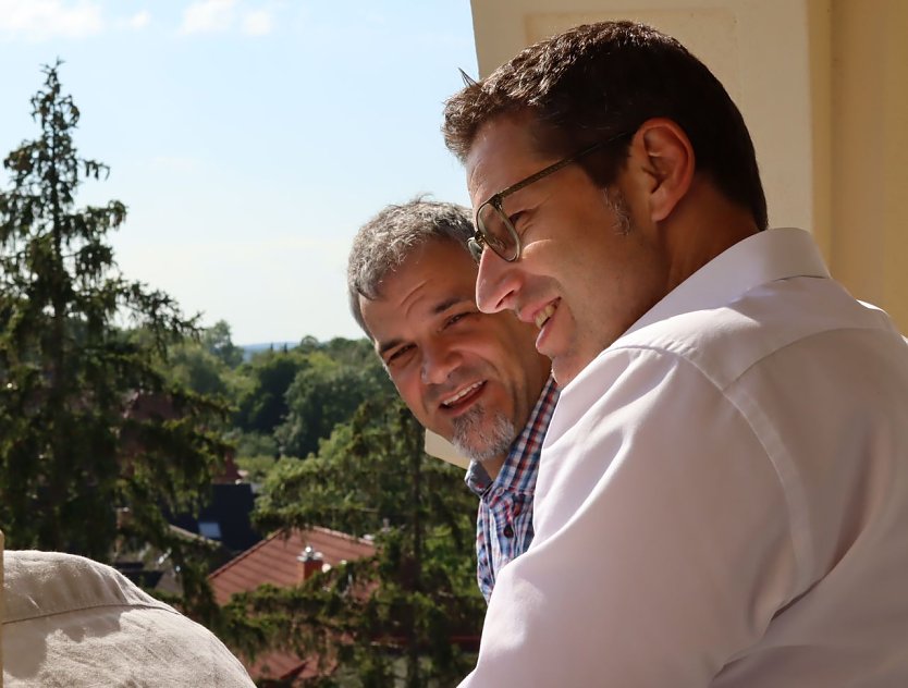 Die Oberbürgermeister Buchmann und Eiskirch in 2024 (Foto: Stadt Nordhausen) Die Oberbürgermeister Buchmann und Eiskirch in 2024 (Foto: Stadt Nordhausen)