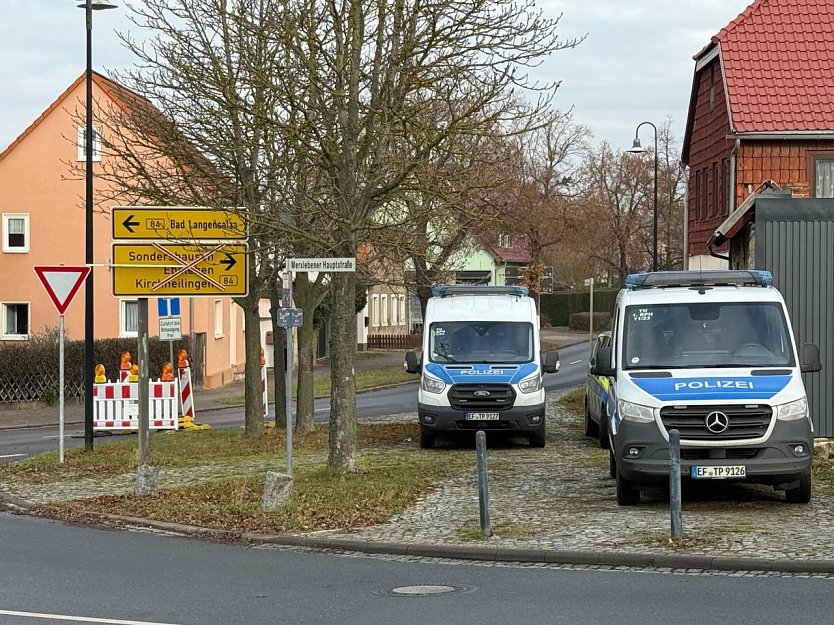 Polizeieinsatz in Merxleben (Foto: S. Dietzel) Polizeieinsatz in Merxleben (Foto: S. Dietzel)