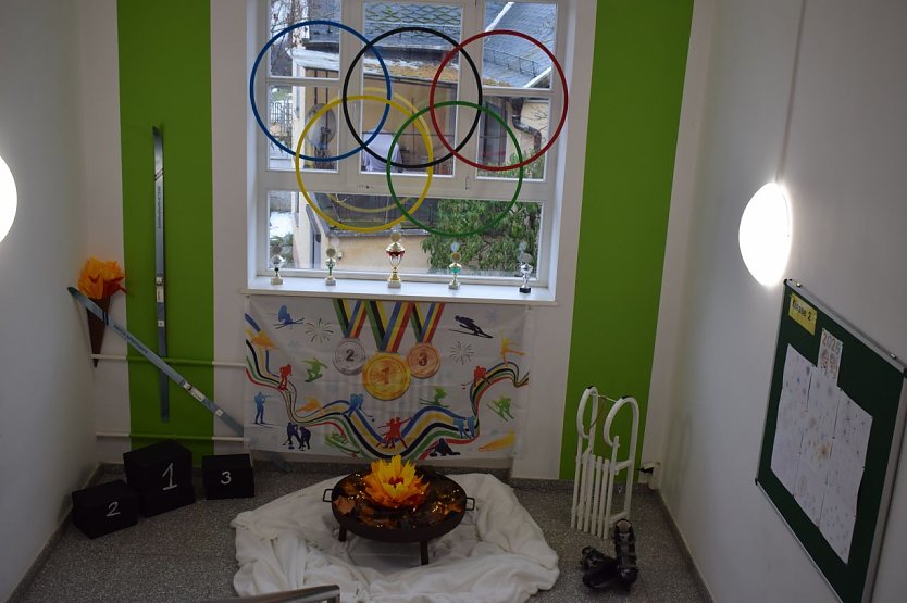 Das olympische Feuer an der Petersdorfer Grundschule (Foto: C. Grützner-Radtke) Das olympische Feuer an der Petersdorfer Grundschule (Foto: C. Grützner-Radtke)